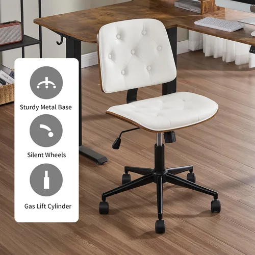 Miniatura 7 de VipDesk Silla pequeña de oficina en casa, silla de escritorio sin brazos con respaldo medio con giro de 360° y ruedas, silla de computadora moderna