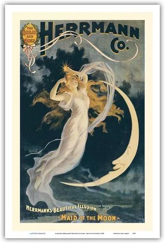 Miniatura 9 de Alexander Herrmann's Beautiful Illusion - Maid of the Moon - Póster mágico vintage c.1898 - Impresión artística maestra (sin marco) 9 x 12 pulgadas