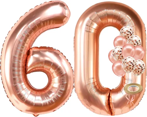 Miniatura 17 de KatchOn, Globo gigante de oro rosa del número 10 – 40 pulgadas Globo de oro rosa 10 con globos de confeti Decoraciones de 10 cumpleaños de oro