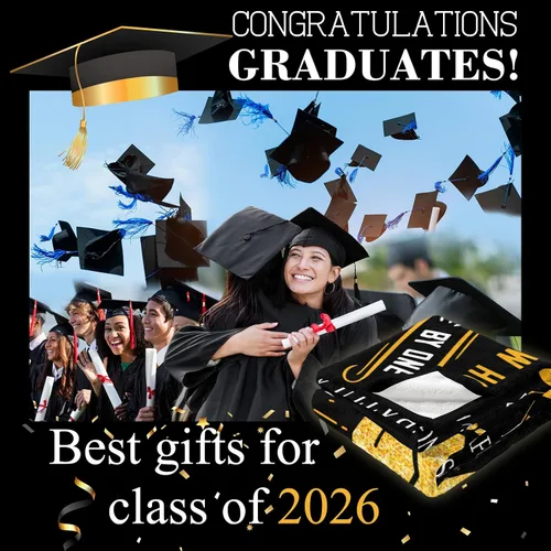 Miniatura 6 de Ryubein Manta de regalo de graduación de 50 x 60 pulgadas, regalos de clase de 2026 para ella él, regalo de graduación de escuela secundaria 2026