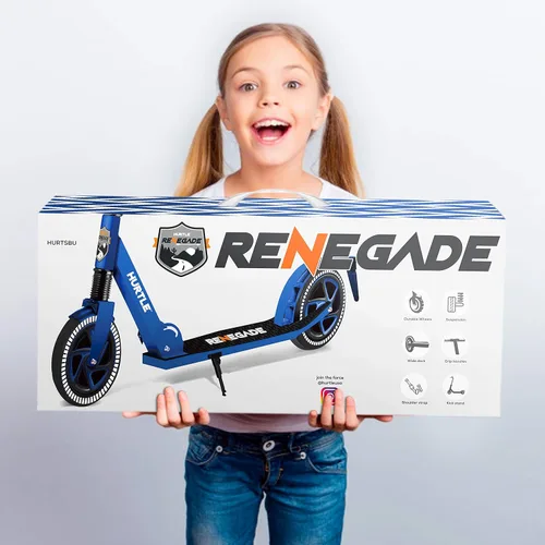 Miniatura 8 de Hurtle Renegade Kick Scooter for Kids, Teenagers & Adults - 2-Wheel Folding Scooter with Adjustable T-Bar Handlebar - Alloy Anti-Slip Deck Azul