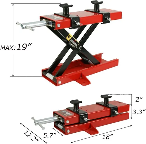 Miniatura 3 de Gato elevador para motocicleta, 1100 libras, gato elevador de tijera, ATV, motocicleta, motocross, scooter, manivela, soporte para bicicletas