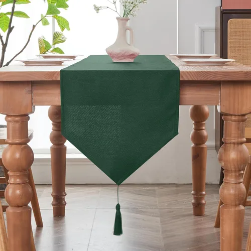 Miniatura 10 de BALCONY & FALCON Camino de mesa con borlas, lavable a máquina, caminos de mesa decorativos de lujo para el hogar para comedor, fiestas, banquetes