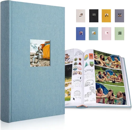 Miniatura 10 de 1DOT2 Álbum de Fotos de Tela de Lujo 4x6 con Espacio para Escribir, Bolsillos Libres de Ácido, Capacidad para 300 Fotos con Memo, 3 por Página