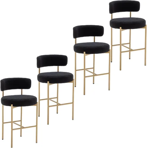 Miniatura 23 de Cinxzar Taburetes de Bar Boucle Juego de 2, Taburetes de Bar de Altura de Mostrador Beige con Respaldos, Taburetes Modernos para Isla de Cocina