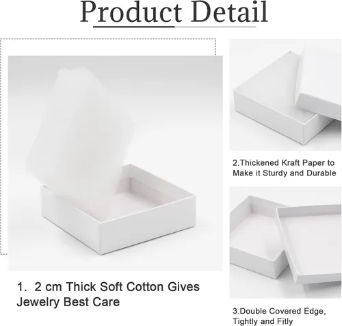 Miniatura 2 de opaprain Cajas de regalo blancas de cartón para joyas, paquete de 20 cajas de regalo de 3.5 x 3.5 x 1 pulgadas, se aplica a la exhibición