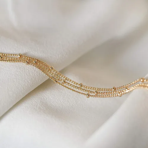 Miniatura 8 de BENEIGE - Pulsera para mujer, chapada en oro de 14 quilates, cuentas de satélite, perlas ovaladas, cadena con dijes en capas, hecha a mano
