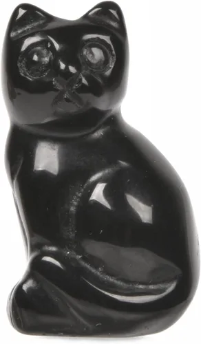 Miniatura 31 de Justinstones Escultura de gato tallada de cristal de cuarzo, estatua de gato de animal gatito de 1.181 in, mini figura de gato sentado de cristal