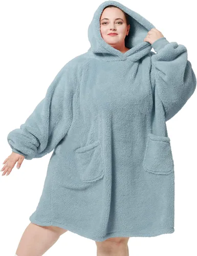 Miniatura 12 de Bedsure Manta con capucha portátil, regalos para el Día de la Madre para mujeres, sudadera con capucha cálida y acogedora para mujeres y hombres