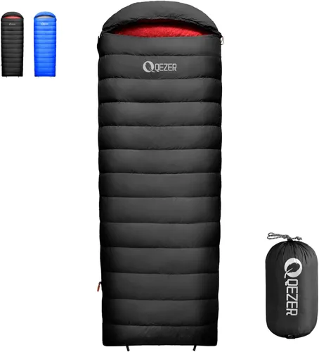 Miniatura 12 de Saco de dormir de plumón para adultos, 600 de potencia de relleno, ultraligero y compacto con saco de compresión para mochileros, camping, senderismo