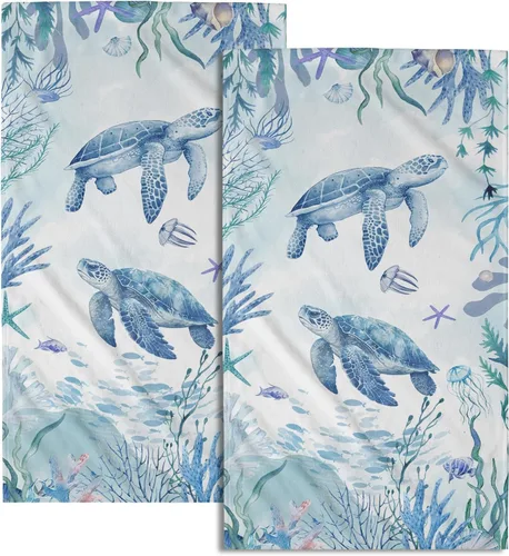Miniatura 25 de Winter Trees - Juego de 2 toallas de mano de 28 x 14 pulgadas, diseño de árbol de pino de nieve, color beige, absorbente, de microfibra, para baño