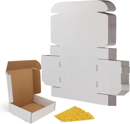 Miniatura 12 de RLAVBL Juego de 25 cajas de envío de 10 x 8 x 3, caja de cartón corrugado blanca para embalaje, correo, negocios Blanco