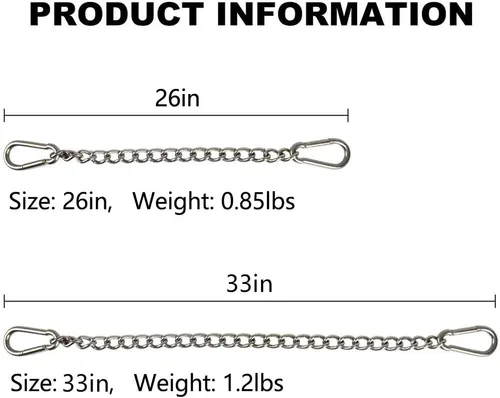Miniatura 4 de Cadena de silla colgante con mosquetones, resistente capacidad de 660 libras de acero inoxidable para colgar hamacas y sacos de boxeo (plata, 33)