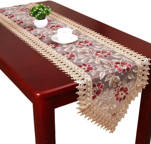 Miniatura 3 de Camino de mesa de adorno vintage, beige, Burgundy