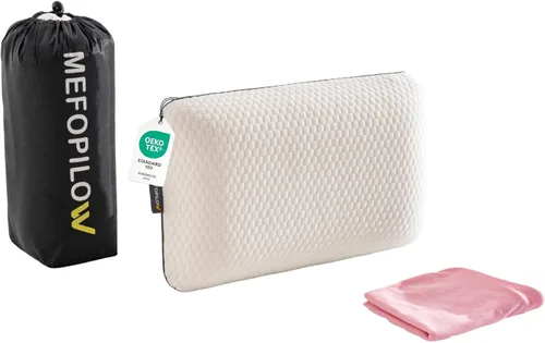 Miniatura 18 de Almohada de viaje de espuma viscoelástica con funda lavable y bolsa de transporte, almohada de cuello compacta, suave y transpirable para avión