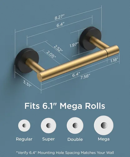 Miniatura 77 de FORIOUS Soporte de pared para papel higiénico, soporte de rollo de papel higiénico de doble poste giratorio de acero inoxidable para baño, Blanco