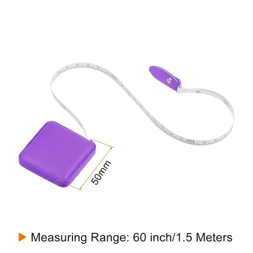 Miniatura 2 de HARFINGTON Cinta métrica retráctil cuadrada de 59.1 in/60 pulgadas, funda de cuero suave, tamaño de bolsillo para cuerpo, tela, medidas de costura