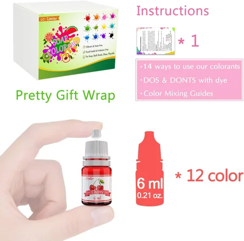Miniatura 7 de Limino Tinte de jabón de bomba de baño de 12 colores - Coloración segura para la piel, de grado alimentario, para suministros de fabricación