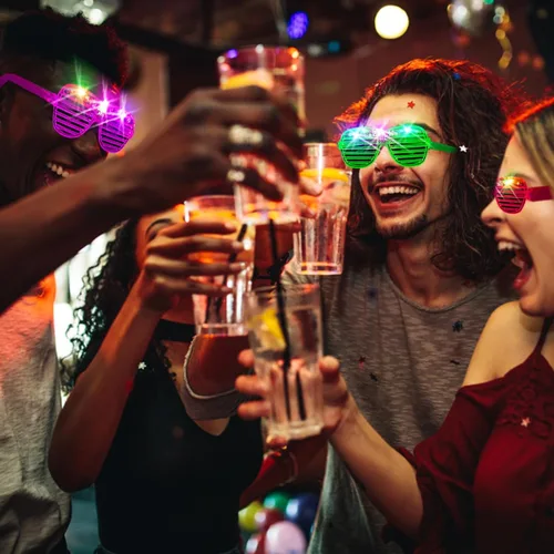 Miniatura 8 de SHQDD 38 lentes LED, anteojos iluminados, 5 colores, 3 modos de luz, suministros de fiesta que brillan en la oscuridad, recuerdos de fiesta de neón