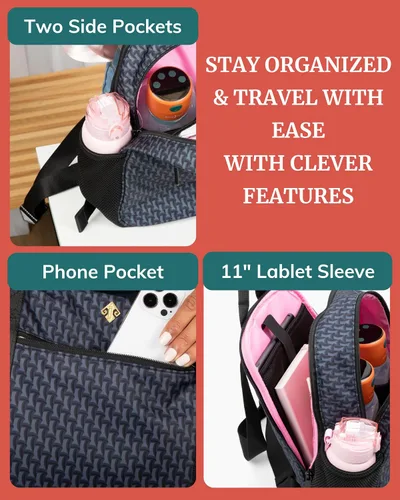 Miniatura 5 de IDAHO JONES Bolsa de pañales pequeña, mini mochila para pañales, espaciosa y elegante, correas para cochecito y cambiador incluidos, Claremont