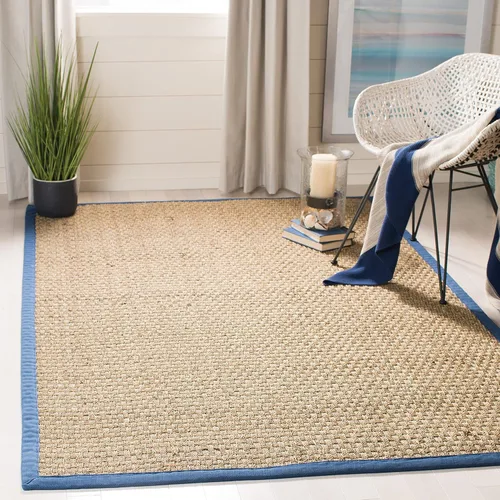 Miniatura 168 de Safavieh Natural Fiber NF114P - Alfombra redonda de hierba marina, tejido de canasta, con borde, de 244 cm, color gris Natural/ gris