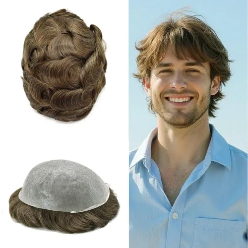 Miniatura 34 de Super Thin Skin Mens Toupee 0.001 in - Sistema de cabello de piel ultrafina para hombres, cabello humano negro, marrón, rubio, gris, peluca
