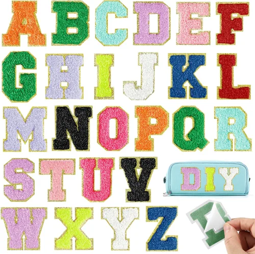 Miniatura 16 de Parches autoadhesivos de felpilla con letras A-Z, color negro, para ropa de tela, 26 piezas