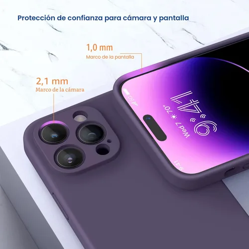 Miniatura 5 de Miracase - Funda magnética diseñada para iPhone 14 Pro Max, de silicona líquida, a prueba de golpes, con protector de pantalla y protección