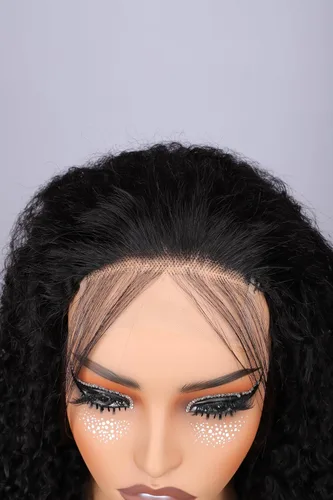 Miniatura 3 de Keshon Pelucas frontales de encaje rizado jerry 4x4 de cabello humano, densidad 180%, peluca frontal rizada, pelucas frontales de encaje