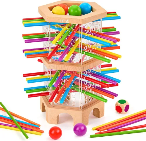 Juego de mesa de madera Montessori, 42 dados de palos coloridos para niños de 3, 4, 5, 6 años, juguetes matemáticos educativos para habilidades