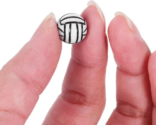 Miniatura 4 de EXCEART 100 cuentas de voleibol para fabricación de joyas, cuentas deportivas acrílicas de 0.59 pulgadas con agujero grande para hacer pulseras
