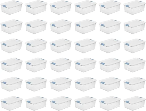 Miniatura 33 de Sterilite - Paquete de 12 contenedores apilables con pestillo, contenedores de almacenamiento bajo la cama con tapas, plástico transparente, 15