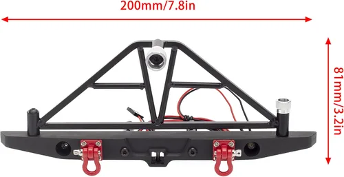 Miniatura 3 de Barra protectora de parachoques delantero/trasero anticolisión de aleación de aluminio con luces LED compatible con Axial SCX10 90046 TRX-4 SCX10