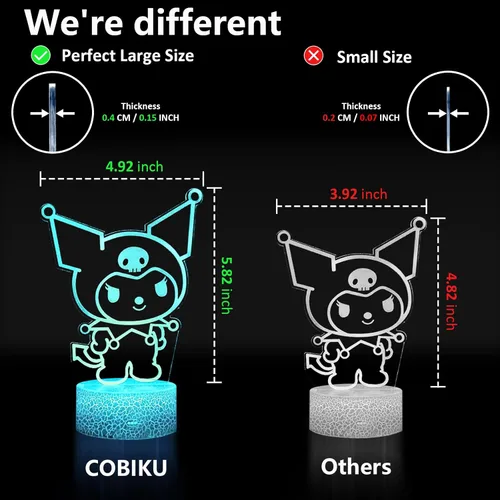 Miniatura 2 de Lámpara de mesa de noche de 16 colores con ilusión 3D, lámpara LED con control táctil y remoto, lámpara LED de anime kawaii, lámpara de escritorio