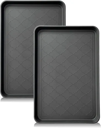 Miniatura 13 de PetLike Bandejas para botas para entrada en interiores, bandejas de comida para mascotas, 16.7 x 12.8 pulgadas, paquete de 2 unidades, bandeja