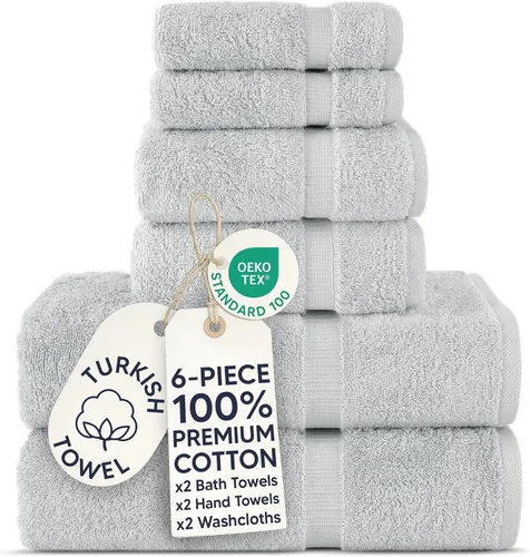 Miniatura 26 de Chakir Turkish Linens - Toallas turcas de 100% algodón, suaves y absorbentes (4 paños, color gris)