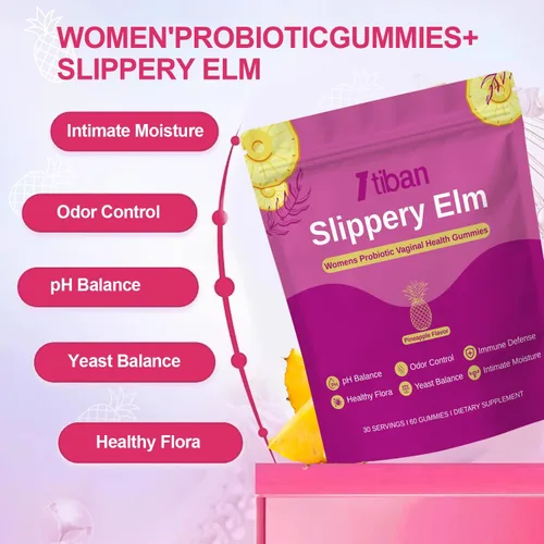 Miniatura 2 de Slippery Elm - Gomitas de humedad probióticas femeninas, equilibrio de pH, flora vaginal, salud del olor con Bacillus coagulans, delicioso sabor a