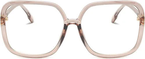 Miniatura 2 de Lentes de lectura cuadrados retro para mujer, con bloqueo de luz azul, marcos de anteojos de gran tamaño, lentes grandes (té, 1.50, x)