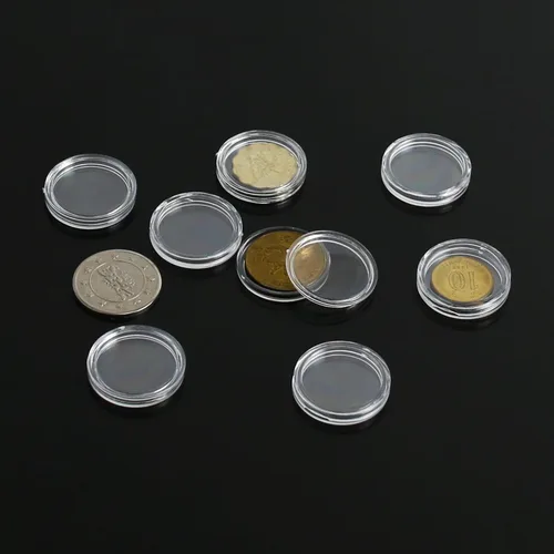 Miniatura 4 de 200 unidades de 0.827 in de monedas, estuche transparente redondo protector de monedas para la colección de soportes de monedas
