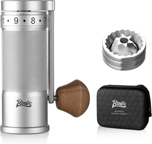 Miniatura 10 de Bincoo Molinillo de café manual con mango plegable manual – Molinillo de café expreso, compacto y portátil para el hogar, viajes, camping (negro)