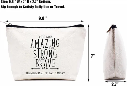 Miniatura 3 de LIBIHUA Bolsa de maquillaje para mujer, bolsa de cosméticos regalos para ella, bolsa de viaje femenina, Beige, 551-you Are Amazing