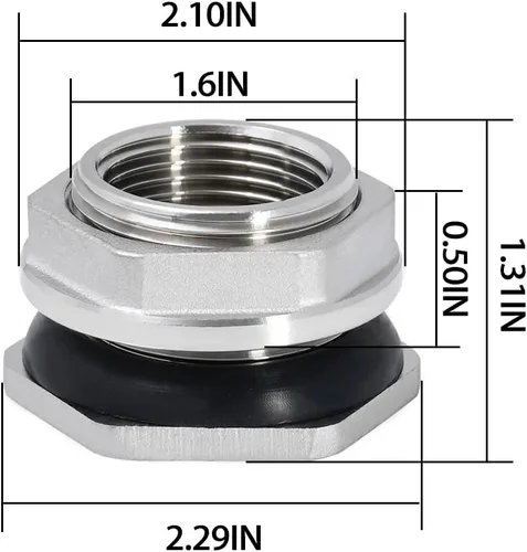 Miniatura 2 de Beduan 1" Conector Hembra de Mamparo para Tanque de Agua de Acero Inoxidable Thru-Hull