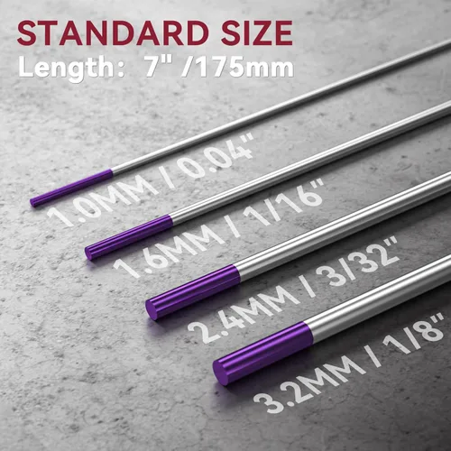 Miniatura 3 de ARCCAPTAIN Electrodo de soldadura TIG de tungsteno, paquete de 10 unidades de 1/16 x 7 pulgadas (morado, no radiactivo, EWG)
