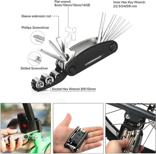 Miniatura 4 de DAWAY Kits de herramientas de reparación de bicicletas, bolsa de reparación de bicicletas y bomba de bicicleta de 120 PSI o bolsa de sillín