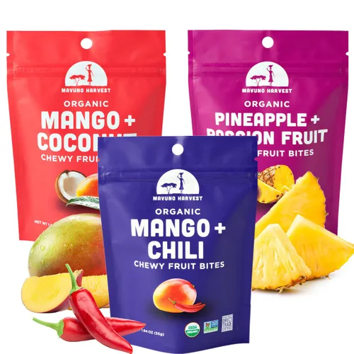 Miniatura 12 de Mavuno Harvest Bocadillos de frutas orgánicas – Bocados de fruta masticables – Alimentos saludables para niños y adultos – de origen ético, sin OMG