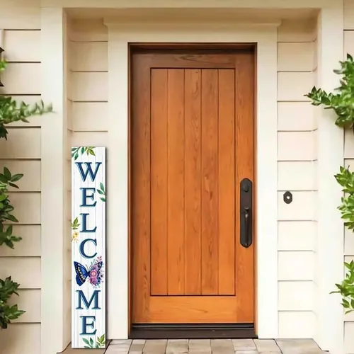 Miniatura 7 de Letrero de bienvenida con diseño de mariposa para porche y porche inclinado para puerta delantera, porche, terraza, patio o pared, para interiores