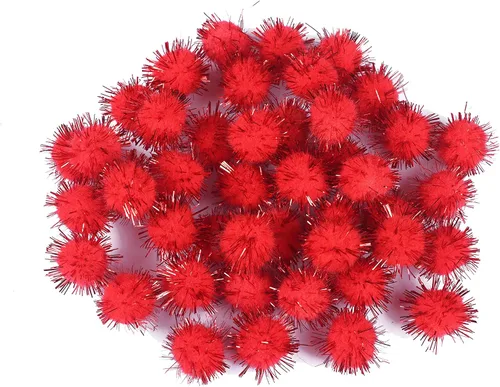 Miniatura 5 de YYCRAFT 100 pompones de oropel con purpurina para manualidades, decoración de fiesta de Navidad, juguetes para gatos (0.98 pulgadas, negro)