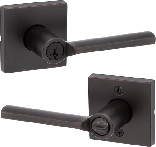 Miniatura 30 de Kwikset Lisboa - Manija interior de puerta de privacidad con cerradura, palanca de puerta para baño y dormitorio, palanca de puerta con botón