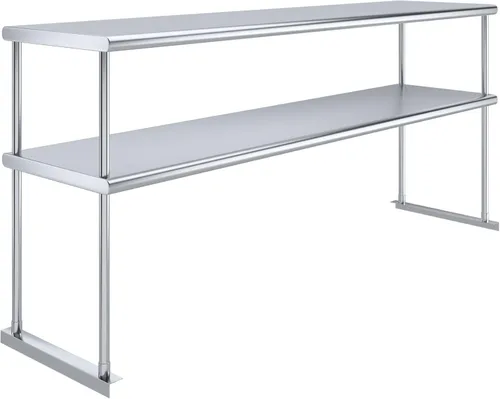 Miniatura 12 de Estante doble de acero inoxidable resistente con certificación NSF de calibre 18 con soportes para cocinas, cuartos de servicio, almacenamiento