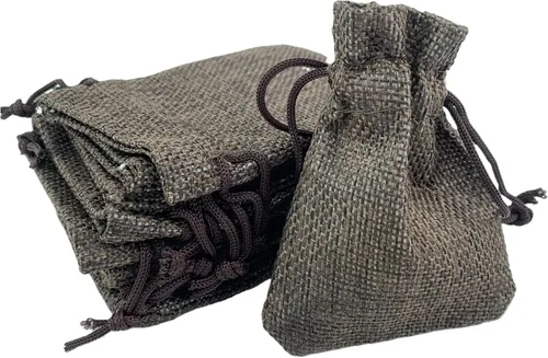 Miniatura 14 de Palmhomee Paquete de 20 bolsas de regalo de arpillera con cordón, bolsas de joyería de lino, bolsas de yute de boda para joyas y bolsas